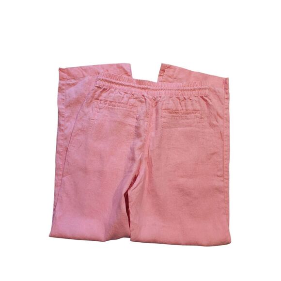 Athleta Pants Women's Medium Tall Pink Retreat Linen High Rise Wide Leg - Picture 3 of 7